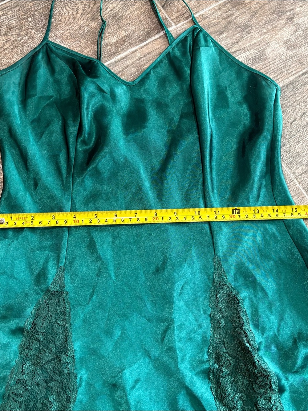 Vtg Victoria’s Secret Emerald Green Satin Lace Slip Dress 90's Gold Label Sz S - Picture 11 of 11